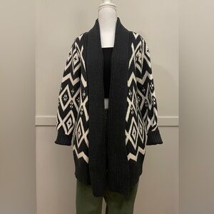 Old Navy Heavy Black and White Geo Long Line Cardigan